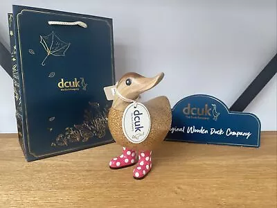 £15 • Buy DCUK The Original Wooden Duck Company Pink Spotty Polka Dot Wellies - ‘Minnie’