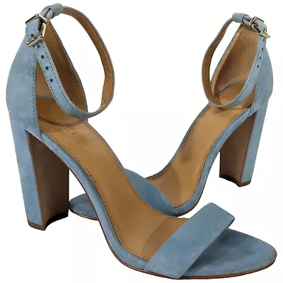 J.Crew Womens Stella Ankle Strap Heels Size 7 Light Blue Suede Open Toe • $29.74