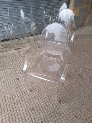 Clear Louis Ghost Armchair By Kartell Philippe Starck Transparent Dining Chair • £99.99