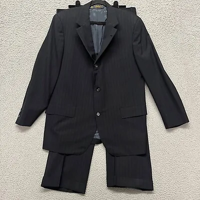 Brooks Brothers Brooksease Suit Mens 42 Pinstripe Wool 3 Button USA Mens 35 X 27 • $49.99