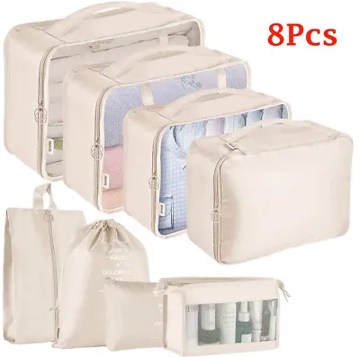 $22.98 • Buy 8Pcs Packing Cubes Luggage Storage Organiser Travel Compression Suitcase Bag AU