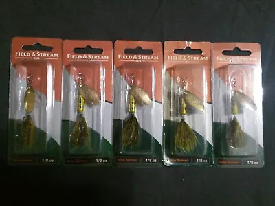 $15 • Buy Lot Of 5 Field & Stream Spinners In BumbleBee, Rare Color! 1/8 Bass/Trout Action