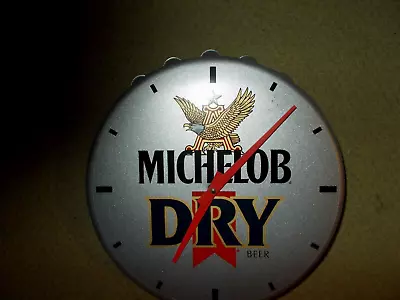 Vintage 1990 Michelob Dry Beer Bottle Cap Clock • $28