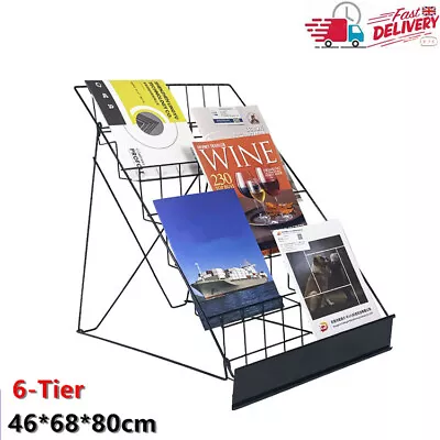 Collapsible Counter Card Rack Display Stand Rack Black-6 Tier Wire Book Magazine • £42.65