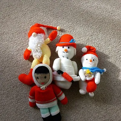 Hand Knitted Christmas Toys X 4  10   H  Ideal For Display Children Or Pets. • £10