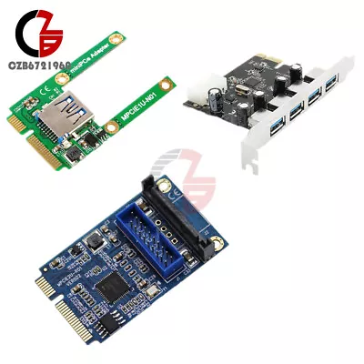 Mini 4 Port PCI-E Card Slot Express Expansion To USB 2.0/3.0 Adapter Riser Card • $10.29