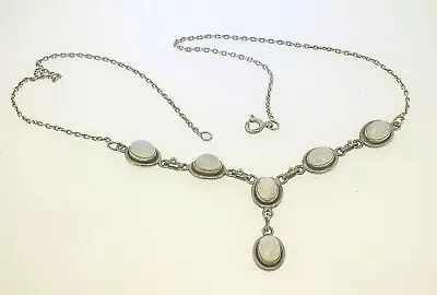 Vintage Sterling Silver Necklace  With Moonstones - Chain 17 3/8  - Best Offer • $75