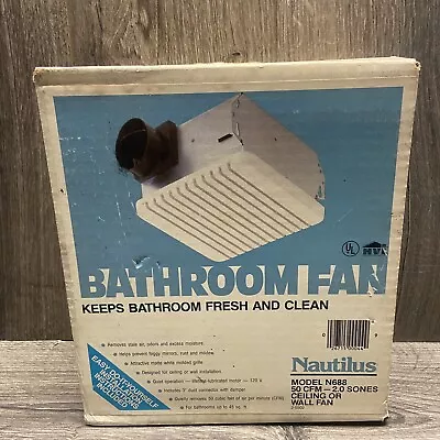 Nautilus N688 Bathroom Fan Vintage 50 CFM 2.0 Sones 3” Duct Connector 120V NOS • $40