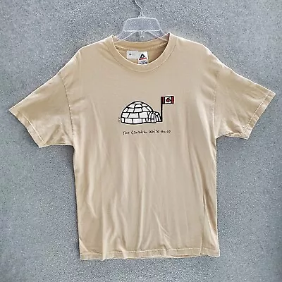 Vintage Canada Men T-Shirt Large Beige Y2K Canadian White House Igloo Adult Tee • $8.94