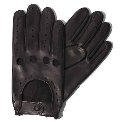 Men's Chauffeur  Real Lambskin Sheep Nappa Leather Car Driving Gloves Black Tan  • $14.99