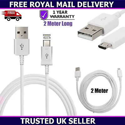 2 Meter Long Charger Cable Micro-USB Data Sync Lead For All Mobile Phones Tablet • £3.45