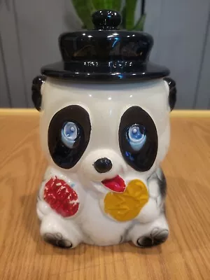 Vintage Mfg 4 National Silver Company Yum Panda Cookie Jar W/ Top Hat 70's Japan • $17.99