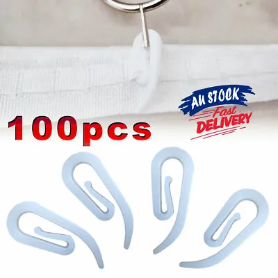 100 X Nylon Plastic Curtain Hooks Lace Pencil Boat Caravan Campe Plastic Pleat • $6.99