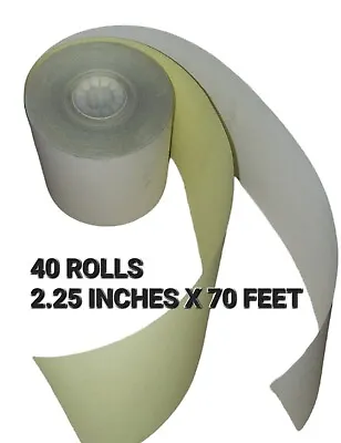 40 Rolls 09225 Verifone Trans 420 460 Receipt Printer Paper 2.25X70 White Yellow • $22.88