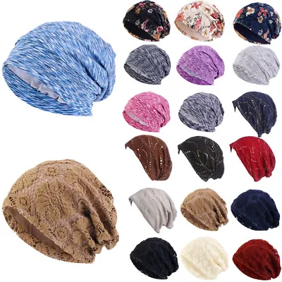 Hijab Women Muslim Turban Hair Loss Hats Headscarf Baggy Beanie Chemo Bonnet Cap • $6.99