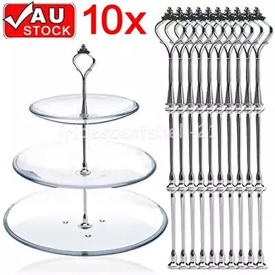 10x 3 Tier Cake Cupcake Plate Gold Stand Rack Fittings Handle Rod Wedding Party • $18.95