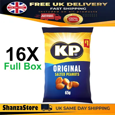 Full Box Of 16 - KP Original Salted Peanuts 65g | No.1 Nut Brand | Must Stock Me • £16.98