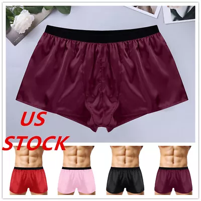 US Men Sleepwear Satin Silk Underwear Boxer Briefs Shorts Pants Pajama Nightwear • $8.92