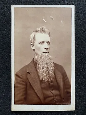 Antique Elgin Iowa IA Handsome Man Beard Fancy Back Stamp Civil War CDV Photo • $14.95