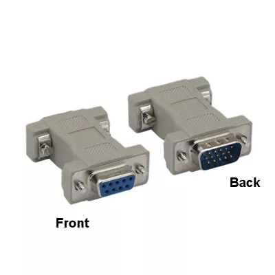 KNTK DB9 9Pin Female To HD15 15Pin Male Adapter RS-232 To CGA VGA Connector • $7.48