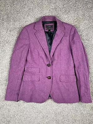 J Crew Blazer Womens 6 Hacking Purple Tweed Wool Office Preppy Business Jacket • $125