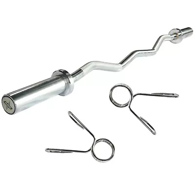 Olympic EZ Curl Bar 2  Barbell Spring Clips Gym Weight Lifting Fitness • £39.99