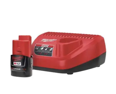 MILWAUKEE 48-11-2401 COMBO  12V RED LITHIUM BATTERY PACK 1.5 AH And CHARGER • $28.95