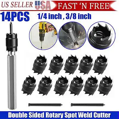 14Pcs 3/8  Double Sided Spot Weld Cutter Remover Drill Bit Welder Cut Rotary Kit • $14.99