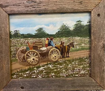 Folk Art By Mississppi Artist Edith Magruder Wagon Riding Scene • $100