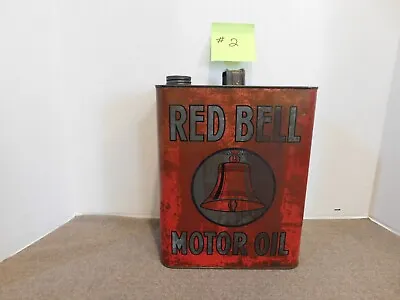 Vintage Red Bell Motor Oil Can 2 Gallon Sico Mount Joy Pa. #2 • $75