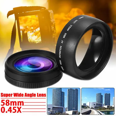 58MM 0.45X Super Wide Angle Lens For Canon EOS 1000D 1100D 500D Rebel T1i T2i T3 • $32.22