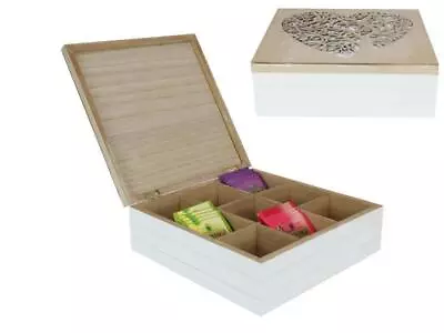 Tea Box Tea Bag Organizer Tree Of Life Tea Holder Wooden Tea Chest 9 Compartment • $35.80