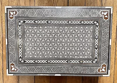 Mosaic Mother Of Pearl Inlay Wood Jewelry Box 8x12 Key Moroccan Egyptian Persian • $250