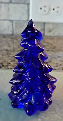 2.75  Small Cobalt Blue Christmas Tree Figurine Mosser Glass USA • $13.95