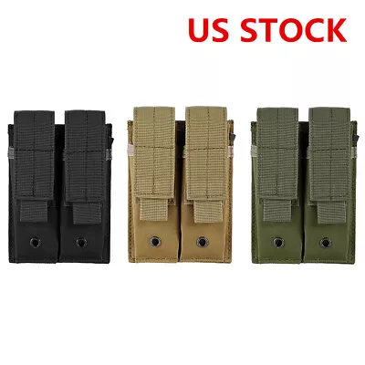 Tactical Molle Double Magazine Pouch Pistol Mag Holder Portable Tools Belt Pouch • $9.89