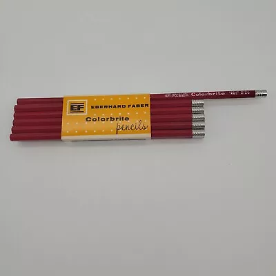 Eberhard Faber Colorbrite Pencils 2126 Med Red Metal Cap Lot 12 & Sleeve  Vintag • $8.95