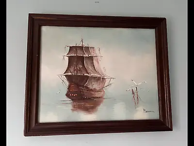 Original Framed  Oil Painting On Canvas. Seascape/Galleon By Bannon. Signed • £39