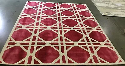 IVORY / RED 8' X 10' Back Stain Rug Reduced Price 1172663055 DDY721Q-8 • $271
