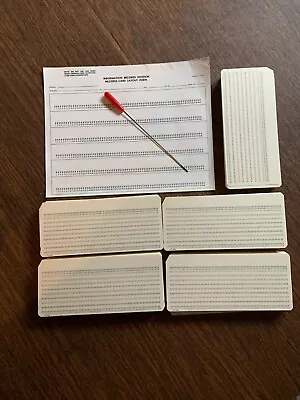 500 IBM 5081 Computer Punch Cards & 5 Card Layout Forms & 1 Card Sorting Needle • $99