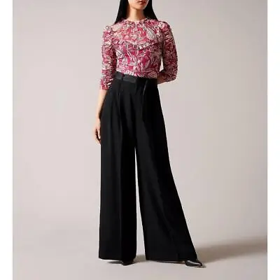 New!!! $260 Ted Baker  Elziie  High Waist Belted Pallazzo Pants Black Size 6-2xl • £57.82