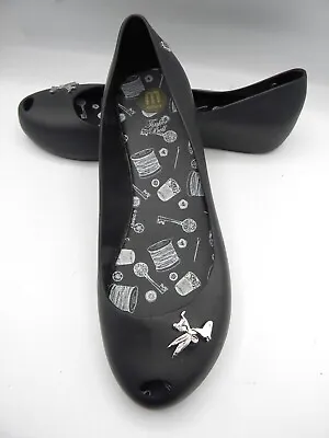 Melissa Disney Black Jelly Peep Toe Flats Size 9 • $39