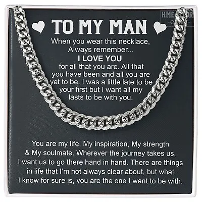 To My Man Husband Boyfriend Cuban Chain Necklace Gifts For Him I Love You • $32.95
