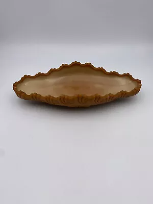 Vintage Greentown Indiana Chocolate Slag Glass Leaf Footed Console Bowl • $50