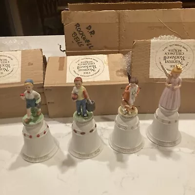 Vtg River Shore 1977 Norman Rockwell Decorative 4pc Bell Set • $27