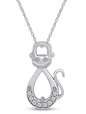 Infinity Monkey Pendant 18  Necklace Simulated Birthstone 14K White Gold Plated • $37.81