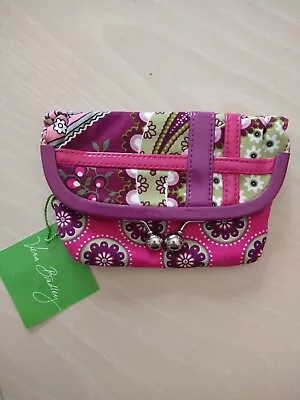 Vera Bradley Please Hold Floral FoldOver Wallet Kiss Lock Very Berry Paisley NWT • $13.50