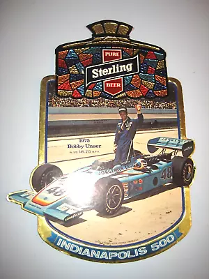 Vtg Sterling Beer Cardboard Foil Sign Indy Indianapolis 500 Bobby Unser 1975 Htf • $89.99