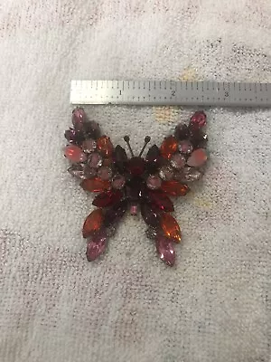 Vintage KJL Signed Kenneth J Lane BUTTERFLY Brooch Pin Rhinestone • $30