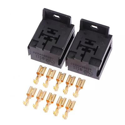 2Sets 5Pin Poles Automotive Relay Base Holder Socket With Mounting Brack_~~ • $7.30