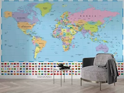 3D World Map Wallpaper Wall Mural Removable Self-adhesive 171 • $226.67